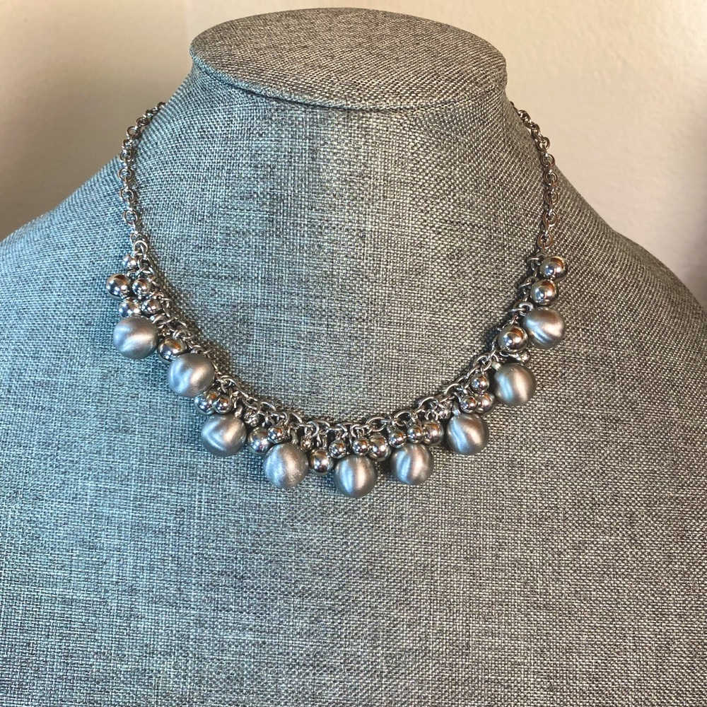 Lia Sophia Silver Metallic Cluster Necklace